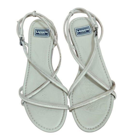 Lacoste Paris Leather Sandals Straps Grey Womens  Size 6 - Picture 2 of 10